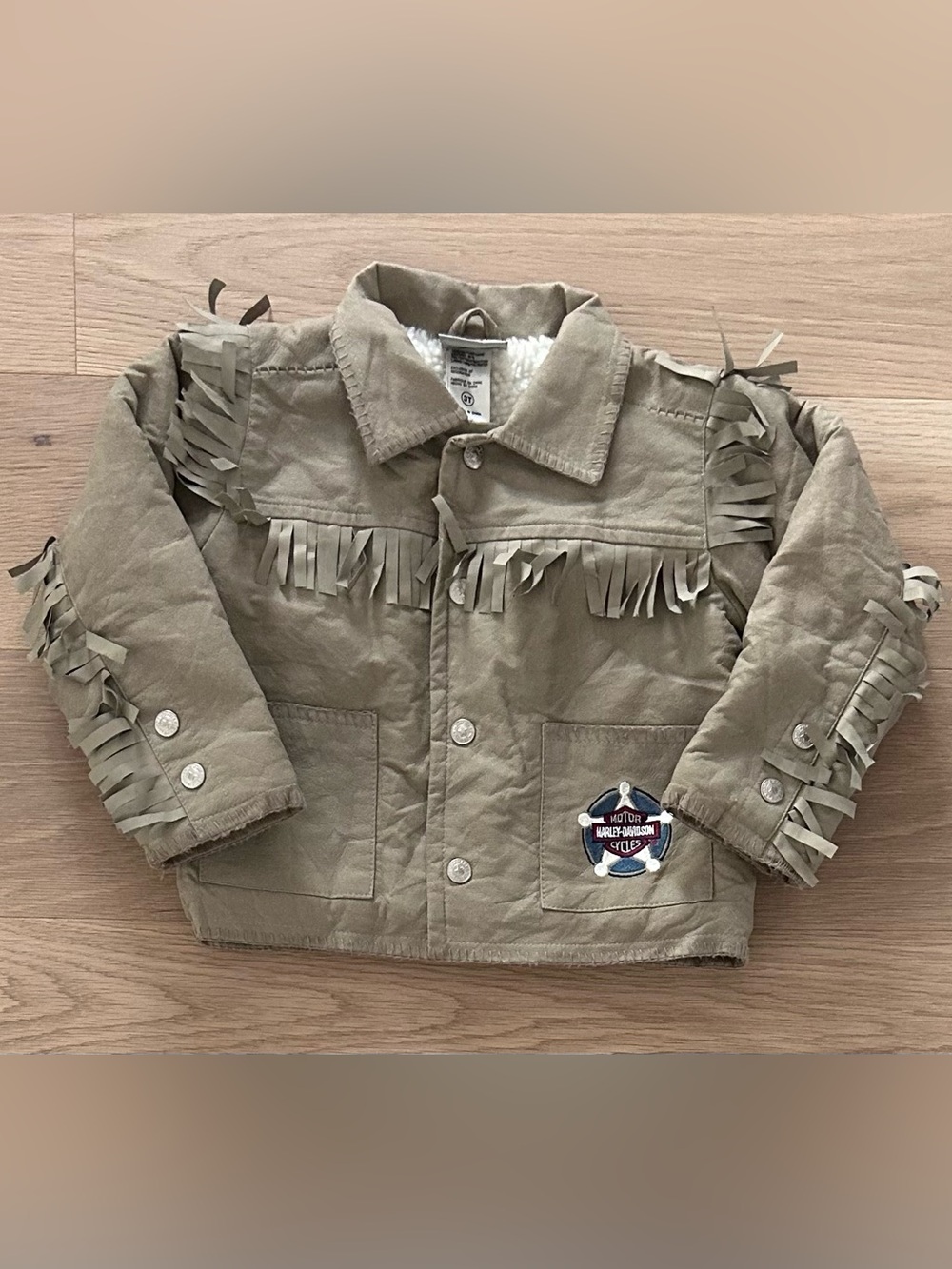 Toddler Harley Davidson Motorcycles Western Style Fringed Sherpa Lined Jacket